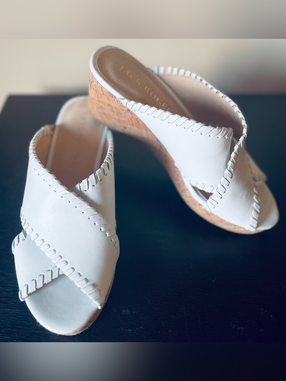 “Jack Rogers” White Leather
Wedges. Size: 7 NWOT